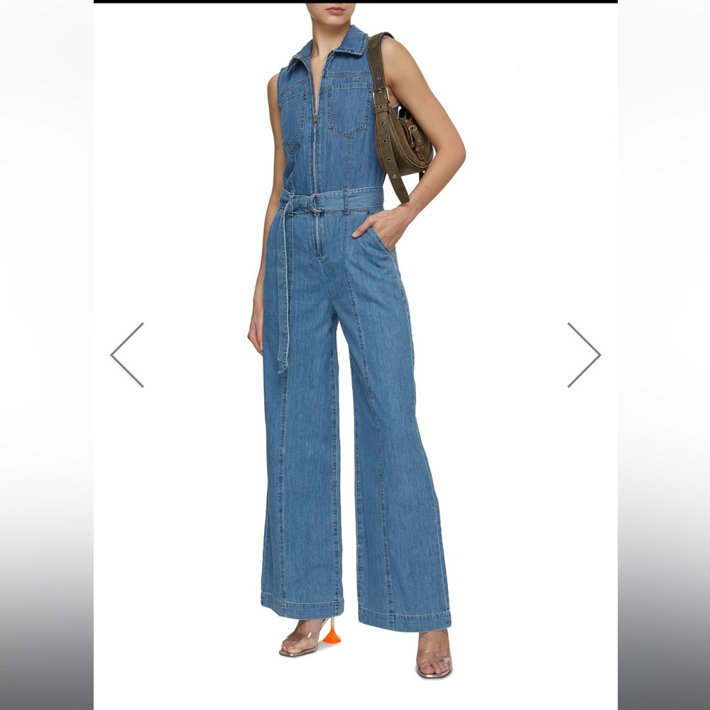 NWT FRAME
SLEEVELESS WIDE LEG DENIM JUMPSUIT